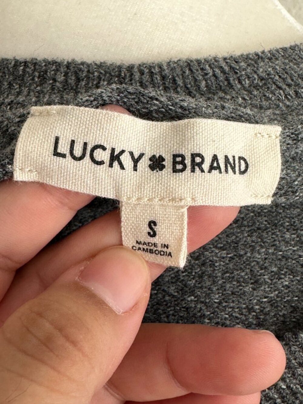 Lucky Brand Gray V-Neck Sweater | Size Small | Soft Cozy Knit Essential - Picture 8 of 9